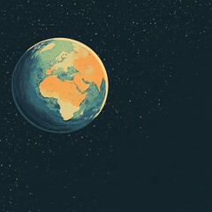 Poster - Planet earth rotating in space with glowing continents and stars