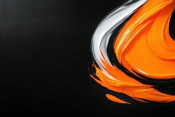 Poster - A vibrant swirl of orange and white paint on a black canvas, creating a dynamic composition.