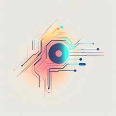 Poster - Electronic eye is showing futuristic digital data flowing through circuit board