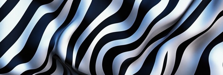 Poster - Abstract Wavy Stripes Pattern Black and White Illusion Striking Visual
