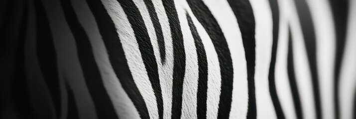 Poster - Abstract monochromatic depiction of zebra stripes, highlighting textured patterns