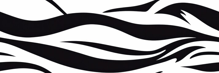 Poster - Striking graphic illustration featuring bold black and white wavy lines pattern