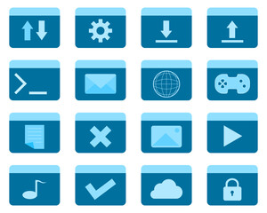Wall Mural - window app icon set. download, mail, video, document, web, browser icon for app