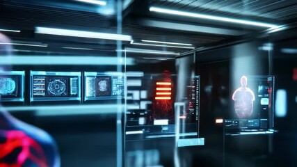 Aufkleber - Futuristic humanoid robots are being trained and developed in a sleek corporate lab.