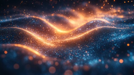 Aufkleber - a digital landscape featuring glowing blue particles and lines creating an ethereal futuristic atmosphere reminiscent of a sci fi environment