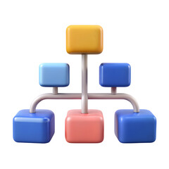 Poster - Colorful Flowchart Diagram 3D Icon Transparent Background - Organizational Structure Symbol