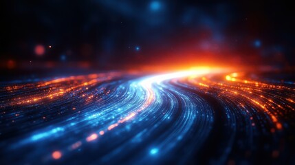 Poster - a futuristic dark blue background with blurred lines and streaks of light this design suggests speed movement and high technology it s perfect for templates that need a dynamic look,stock photo