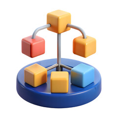Poster - Colorful Circular Diagram with Cubes 3D Icon Transparent Background - Cycle Process Symbol