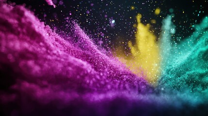 Wall Mural - Abstract colorful powder explosion in dark space