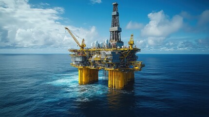 Poster - a large oil rig is floating in the ocean