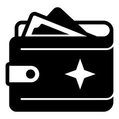 Poster - money wallet solid icon, money concept. vector graphics. purse with banknote sign on white backgroun