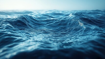 Aufkleber - a peaceful world oceans day scene with ocean waves and marine life against a serene blue background macro shot minimalist style,stock image