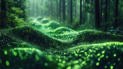 Poster - a vibrant green graph overlay on a natural scene symbolizing growth and data analysis,photo stock