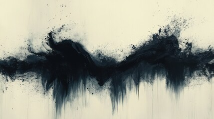 Aufkleber - abstract black ink wash painting on beige background