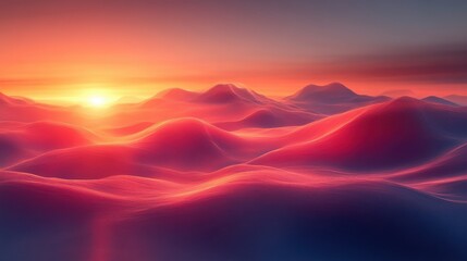 Poster - abstract digital landscape with warm glow,stock image