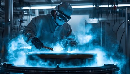 Poster - A skilled technician works meticulously in a modern industrial setting