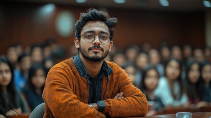 Poster - an image of a motivated indian student passionately participating in a debate highlighting critical thinking and public speaking skills,stock photo