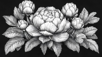 Poster - artichoke with intricate layers of leaves drawn in an engraved woodcut style sketch engraving generative ai raster illustration scratch board imitation black and white image,stock image