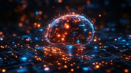 Leinwandbilder - artificial intelligence brain,modern technology background