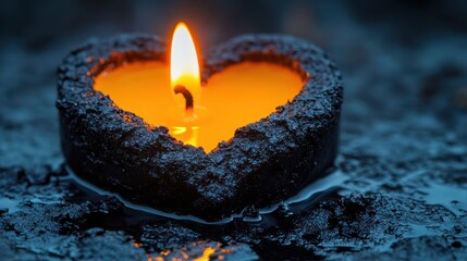 Aufkleber - ash wednesday heart shaped ashes,candle,photo stock