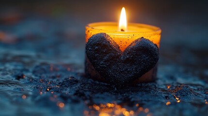Aufkleber - ash wednesday heart shaped ashes,candle,stock photo