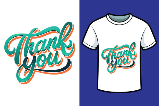 A typography for the text Thank You calligraphy style