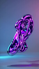 Poster - Metallic, iridescent liquid shapes morph and transform against vibrant, gradient backdrops, creating a visually captivating display of fluid motion and color transitions