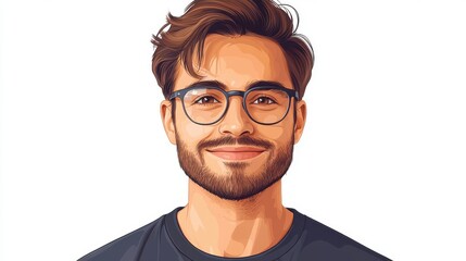Poster - casual businessman,glasses smiling,happy face isolated on transparent background