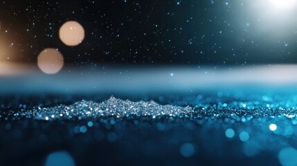 Canvas Print - Blue glitter surface with bokeh background.  Possible use  product display