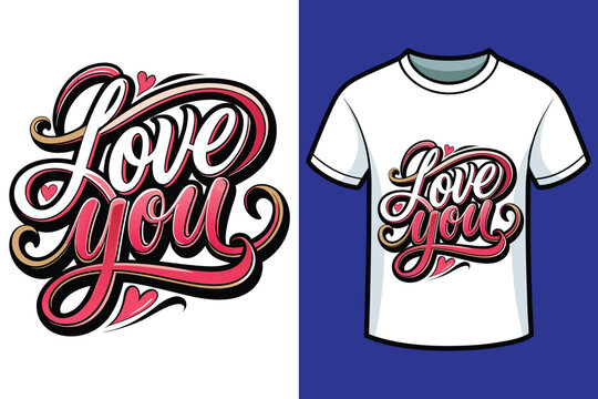 A typography for the text LOVE YOU calligraphy style