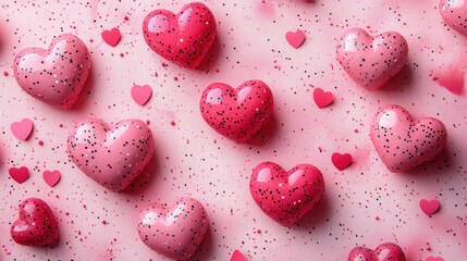Aufkleber - clip art style love hearts in pink pattern