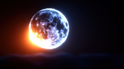 Wall Mural - Cosmic Moon, Vibrant Colors, Dark Night Sky