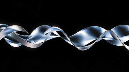Poster - Captivating silver waves dance gracefully in a darkened space, showcasing mesmerizing light reflections and fluid motion Generative AI