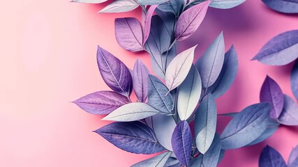 Poster - Exploring the beauty of pastel leaves against a soft pink backdrop in an imaginative display of nature's artistry Generative AI