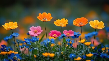 Aufkleber - colorful spring summer meadow flowers in nature outdoors,photo stock