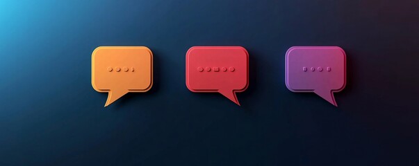 Aufkleber - Three colorful speech bubbles symbolize ongoing dialogue and communication