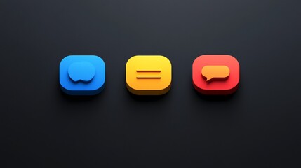 Poster - Colorful icons representing chat, menu, and notification on dark background