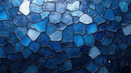 Aufkleber - dark blue white pattern chaotic geometric shape background for design squares rectangles or block seamless abstract mosaic collage web banner wide long,stock image