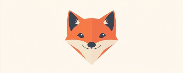 Aufkleber - Stylized geometric fox face smiling on white background