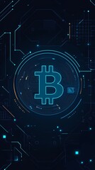 Leinwandbilder - Bitcoin cryptocurrency shining on futuristic circuit board background