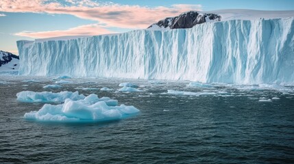 Wall Mural - melting ice cap creates stunning arctic landscape at sunset