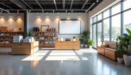 Poster - Modern interior design of a spacious office with natural light  