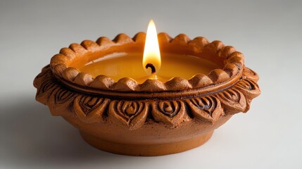 Aufkleber - diya top view on white background single diya lamp,photo stock