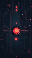 Fototapete - Red button powering up futuristic circuit board technology
