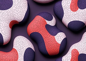 Poster - Abstract shapes, 3D, purple, coral