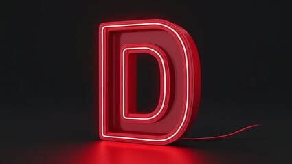 Fototapete - A bright red and black neon letter 