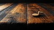 © fatih - Wooden music note on rustic table, dark background, music concept