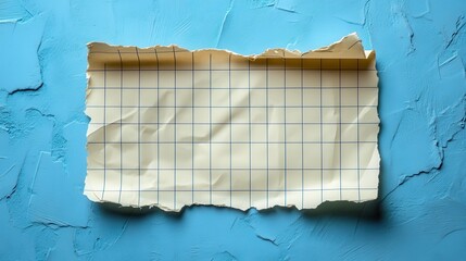 Poster - empty note paper mockup message reminder card template isolated on transparent background checkered blue paper texture grunge ripped adhesive washi tape business office stationery object