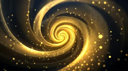 Poster - Swirling golden galaxy reveals the beauty of light and movement in a mesmerizing cosmic dance of stars and energy Generative AI