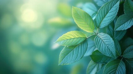 Poster - fresh green leaves on soft pastel background for natural,eco friendly designs,stock photo